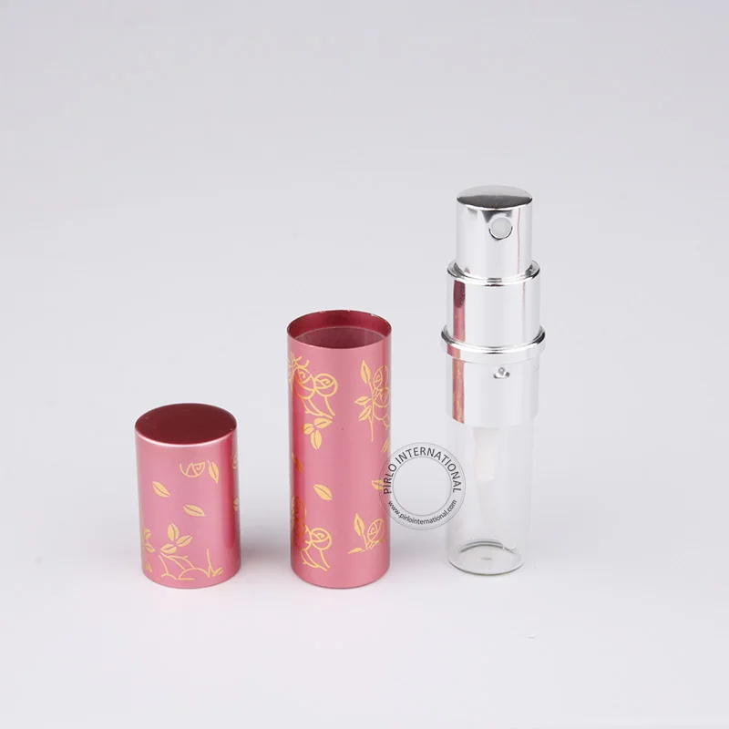 5 шт. x мл розовая Роза дизайн алюминий + стеклянная бутылка для духов 5cc жидкий