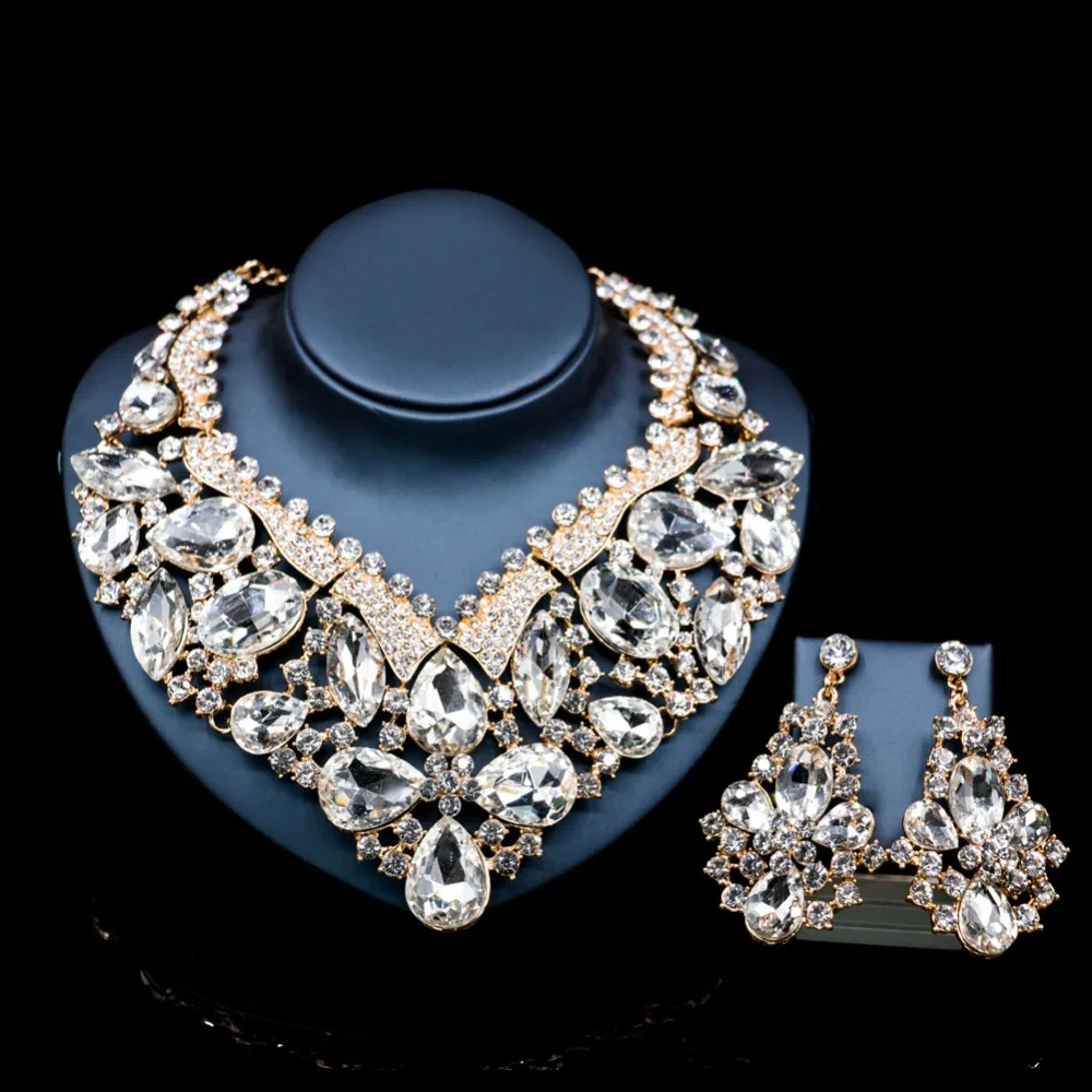 Комплект из колье и серёг с австрийским кристаллом 6 цветов|necklace and earrings|crystal necklace
