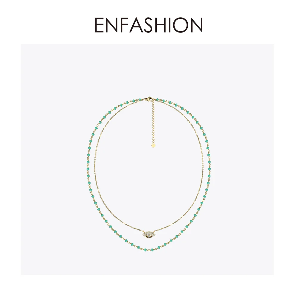 Enfashion праздничное ожерелье в стиле бохо, Женский массивный чокер с двойной цепочкой, ожерелье s из нержавеющей стали, ювелирный воротник, Mujer PM193005