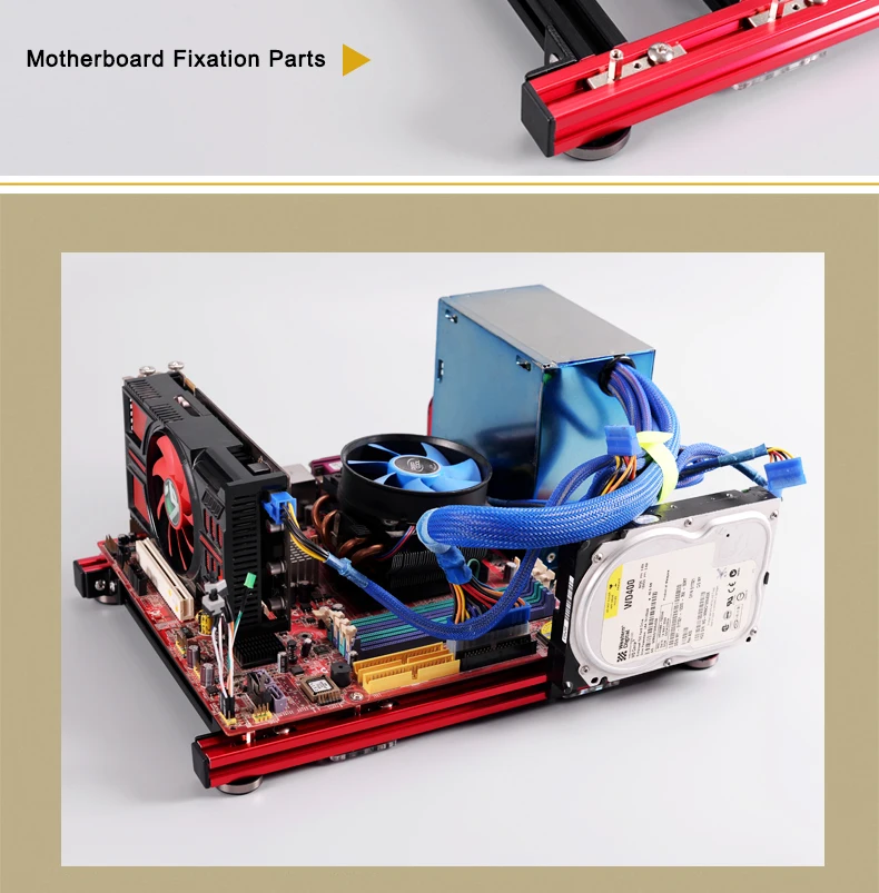 QDIY PC-JMK6 MicroATX алюминиевый сплав горизонтальный полный Открытый Чехол для компьютера шасси для DIY плеера