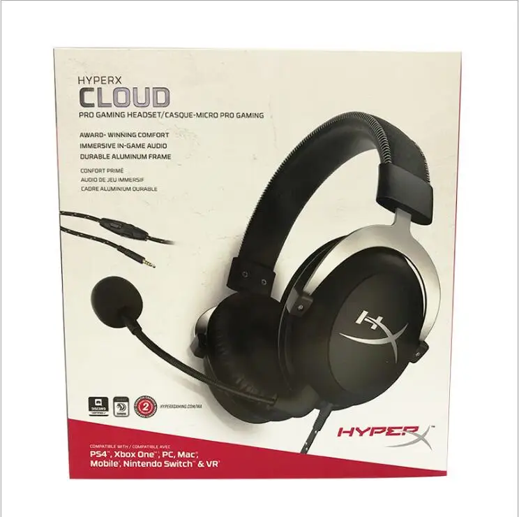 Kingston Cloud Pro Серебряные Игровые наушники с микрофоном Регулятор громкости