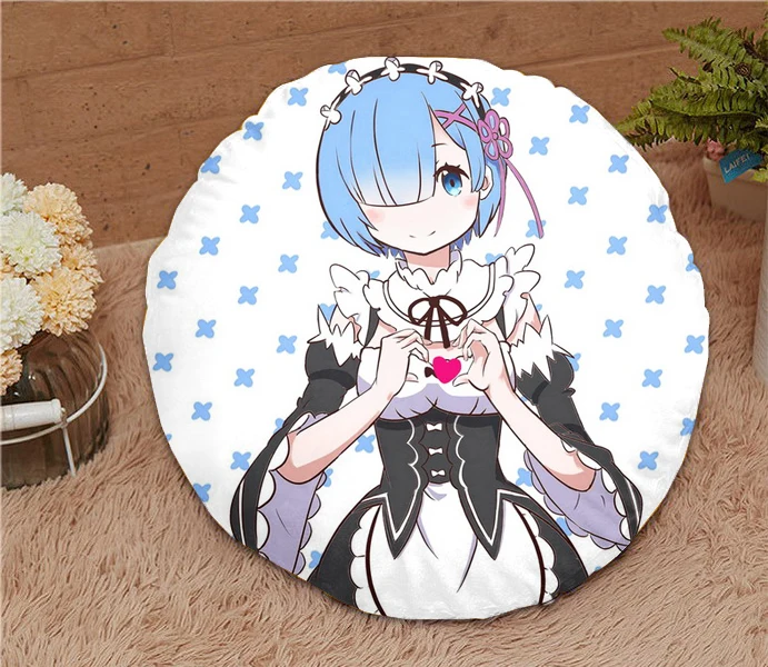 

Oct. New Home Textile 15.7 Inches Micro-suede Fabric Round Soft Pillow Re:ZERO Anime Rem Hot Sale Gift #41191