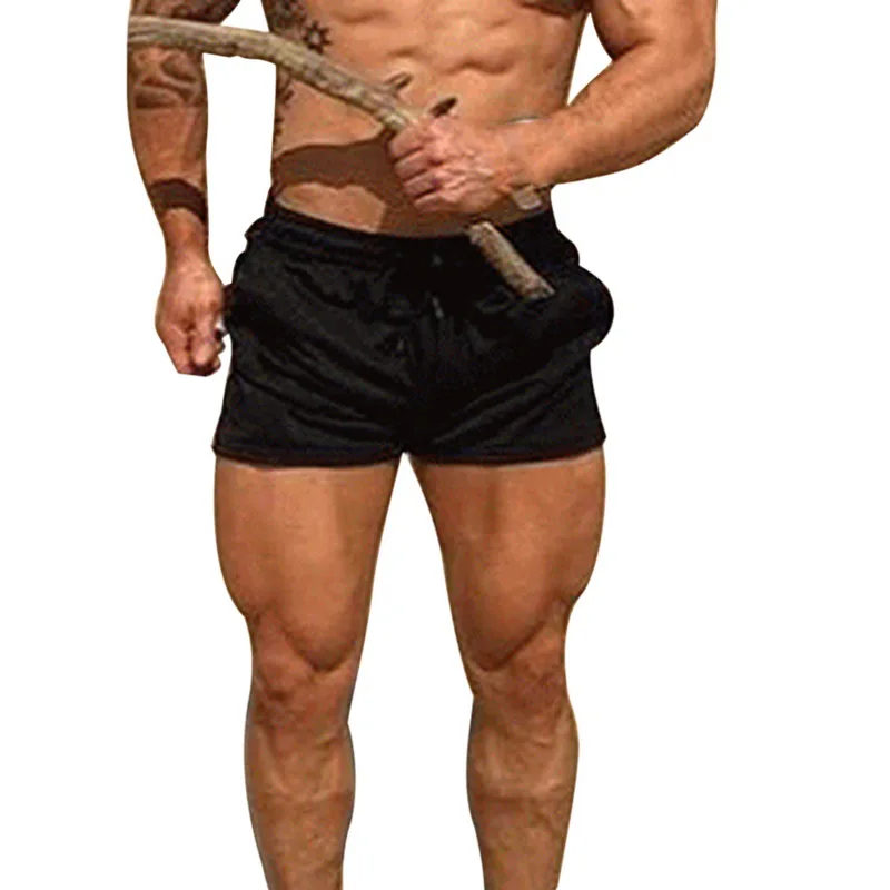 Мужские спортивные шорты для бега эластичные однотонные Шорты плавания пляжная