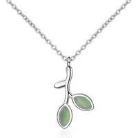 trendy leaf crystal pendants necklace for women jewelry fashion silver plated necklace girl christmas gift for lover