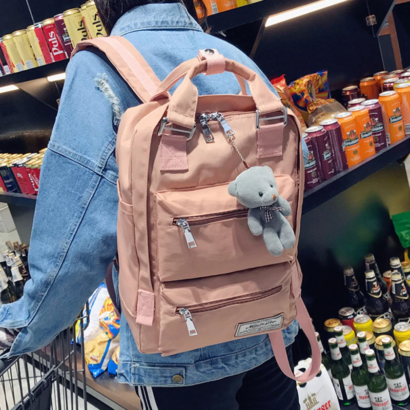 Рюкзак женский Колледж стиль однотонный водонепроницаемый из нейлона, милые школьные сумки для подростков девочек, высокое качество, путешествия, Мочила 2020 года.