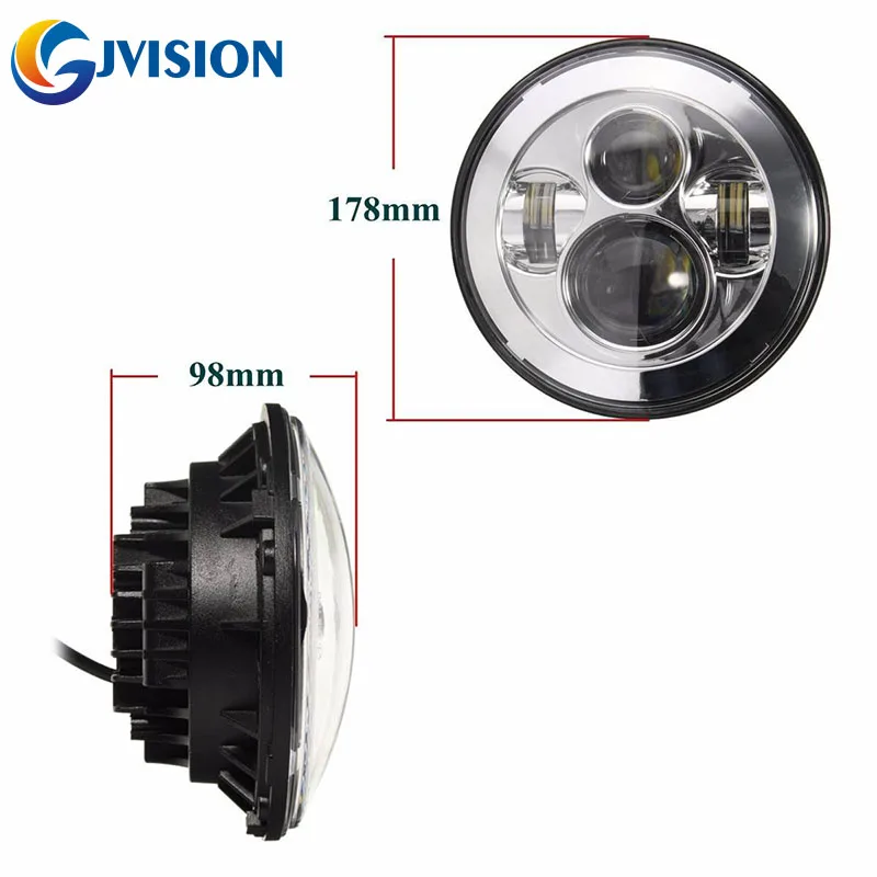 Хромированные аксессуары для мотоциклов 7 дюймовый светодиодный налобный фонарь