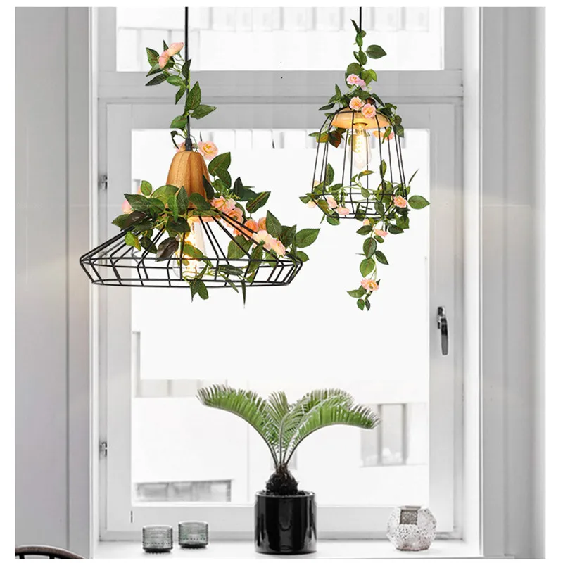 Звездное пожелание деревянный железный подвесной светильник Искусственные