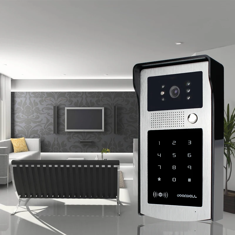 RFID Intercom System Entrance Machine Color Video Phone/DoorBell With Digital Touch Keypad Outdoor CMOS IR Night Vision Camera enlarge