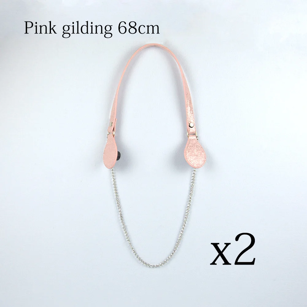 pink gilding Длинный красочный плоский PU ремень падение конец с длинной цепочкой для ручки сумки для O сумка женская сумка - Цвет: pink gilding