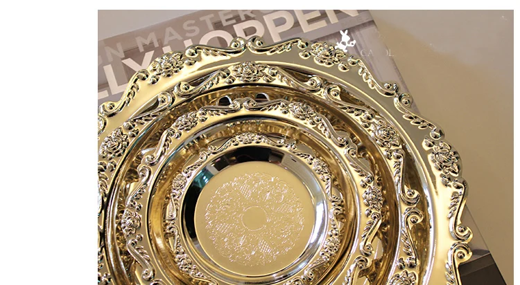 Резной круглый металлический поднос из сплава пластина для торта кондитерский