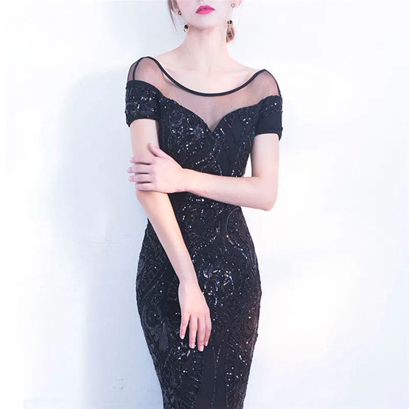 Элегантный Для женщин вечерние платья с блестками длинное платье в стиле