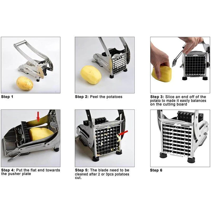 Stainless Steel French Fry Cutter with 2 Blades Potato Slicer Chopper Chipper For Cucumber Carrot | Дом и сад