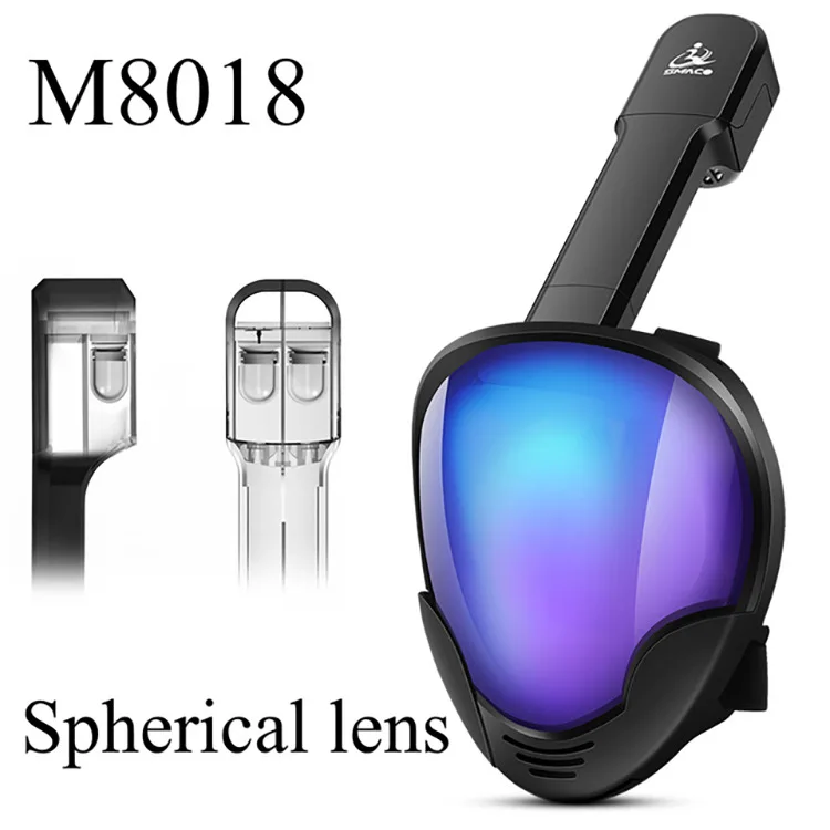 Маска для подводного плавания на все лицо панорамный обзор противотуманная