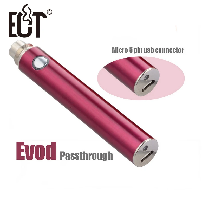 Factory price Electronic Cigarette 5pin micro USB Bottom &amp Top Charge Evod Passthrough Battery | Электроника