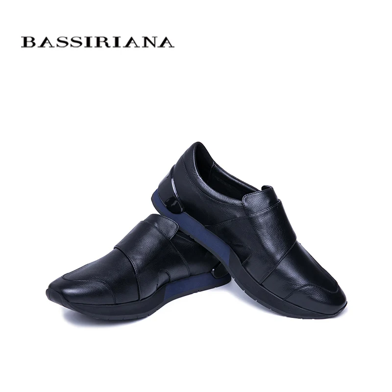 BASSIRIANA new spring and autumn men's casual sports shoes hook &amp loop convenient comfortable natural leather | Обувь
