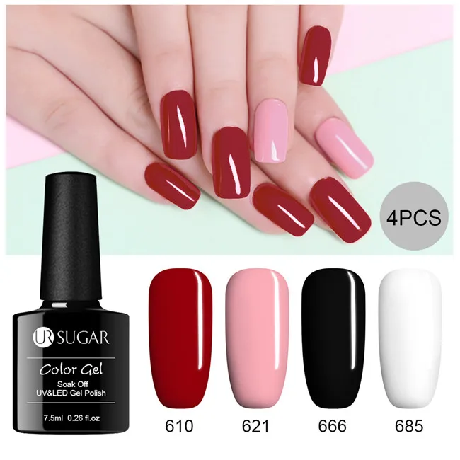 4pcs 1 Ur Sugar Серый Блеск Гель-лак 7 мл полуперманентный УФ Гибридный праймер нужна лампа для ногтей искусство гель-лаки для ногтей - Цвет: 4pcs 1