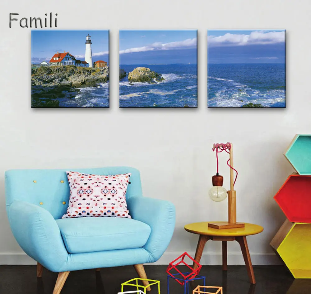 Картины на холсте настенные картины принты морской дом офис 3 предмета
