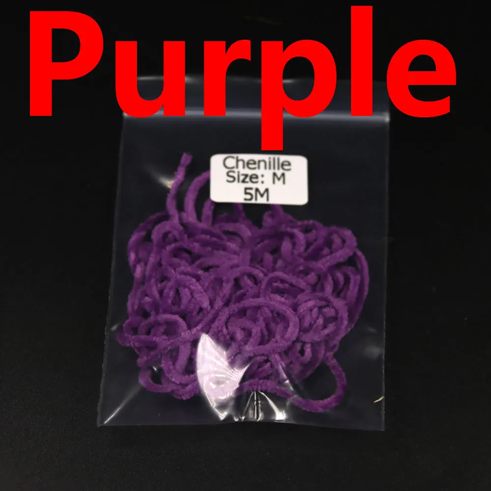 purple Bimoo Размер M 5 м/уп. материал для завязывания мушек из синели Wooly Bugger завязывание синели белый зеленый оранжевый черный фиолетовый цвет - Цвет: purple