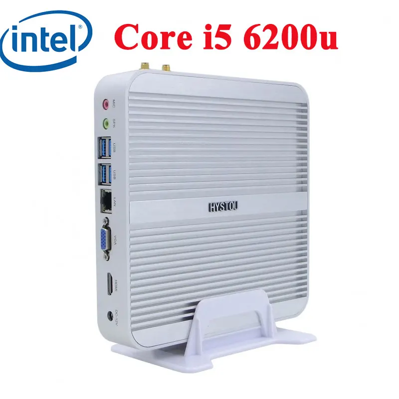 Hystou Skylake безвентиляторный мини ПК Win 10 Intel Core i7 5550u i5 6200u Barebone HD Graphics 520 TV Box 300M Wifi VGA