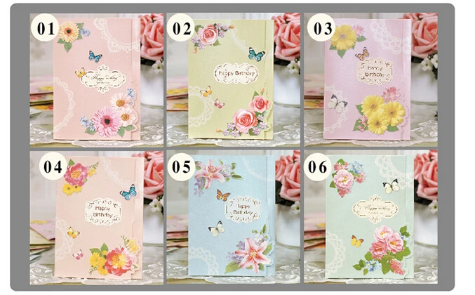 Винтажные открытки на день рождения с конвертами 6 видов конструкций бабочками