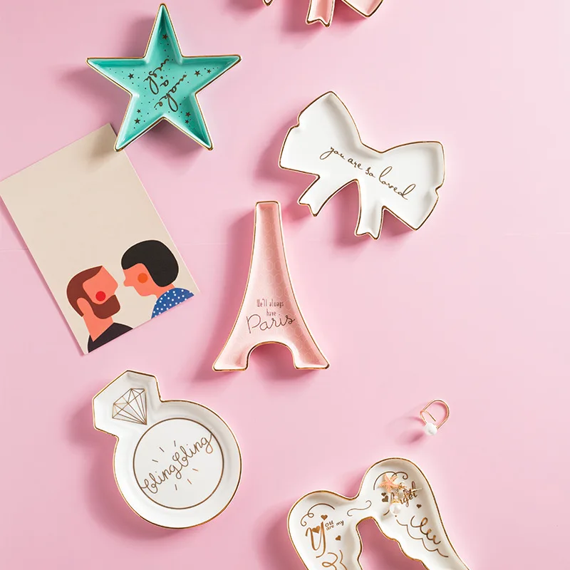 Милые мини керамические тарелки для закуски с бантиком стильные нестандартные