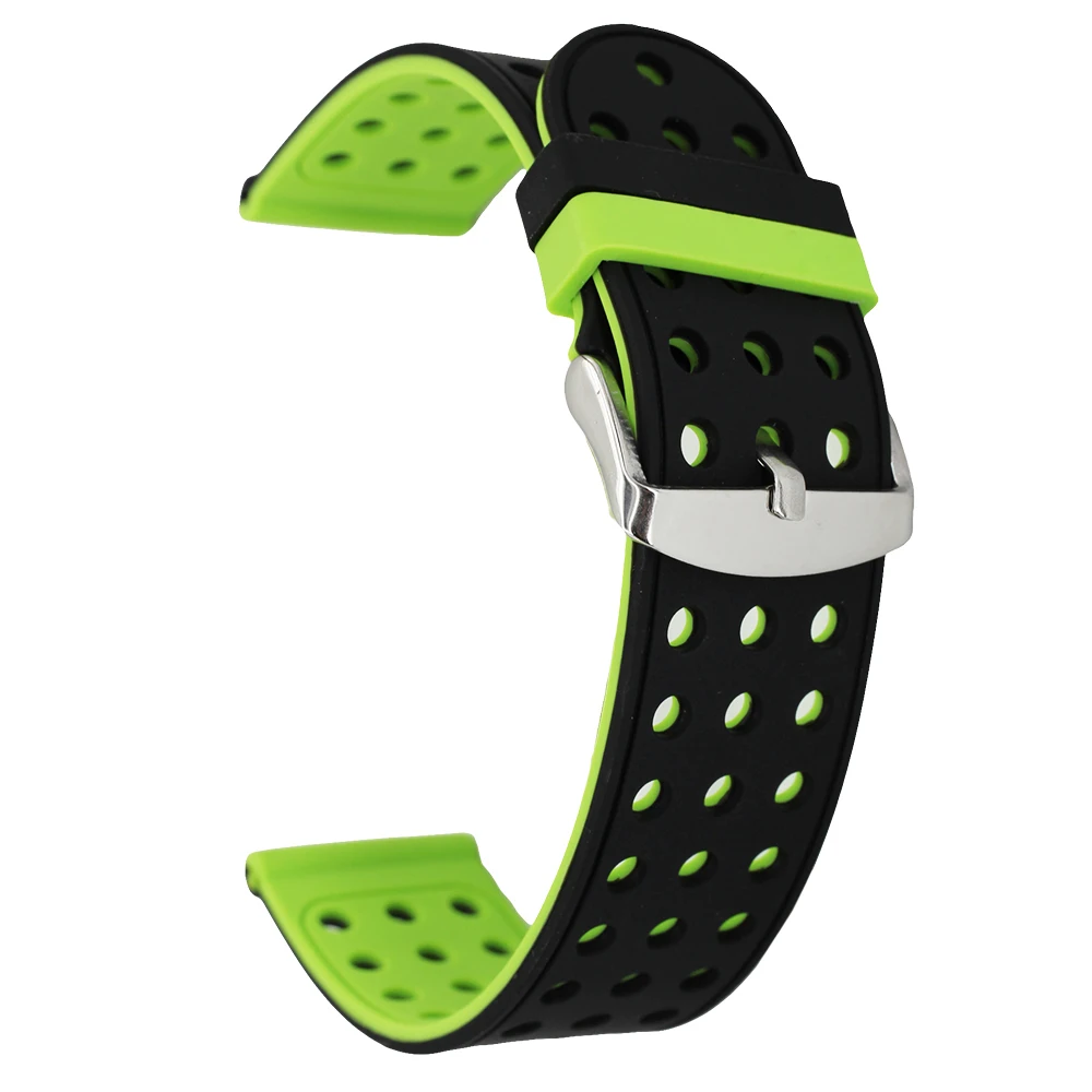 Silicone Rubber Watch Band 18mm 20mm 22mm 24mm for Epos Strap Wrist Loop Belt Bracelet Black Green Grey Pink Red + Spring Bar