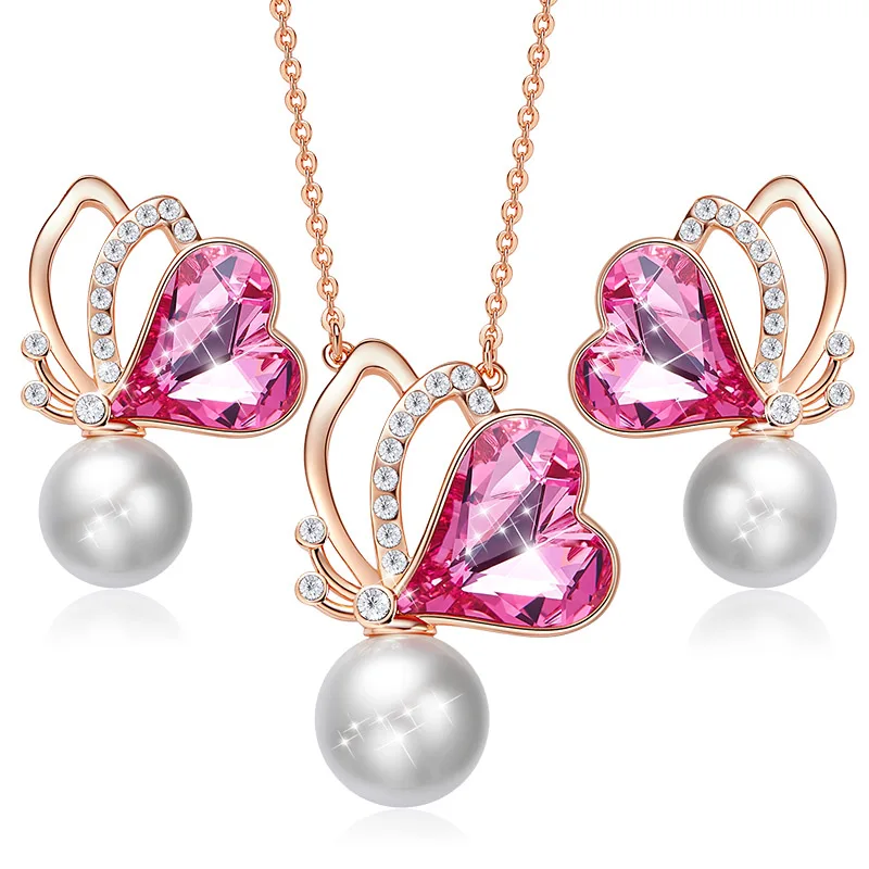 LuxJuly женские золотые ювелирные наборы украшенные кристаллами от Swarovski ожерелье в