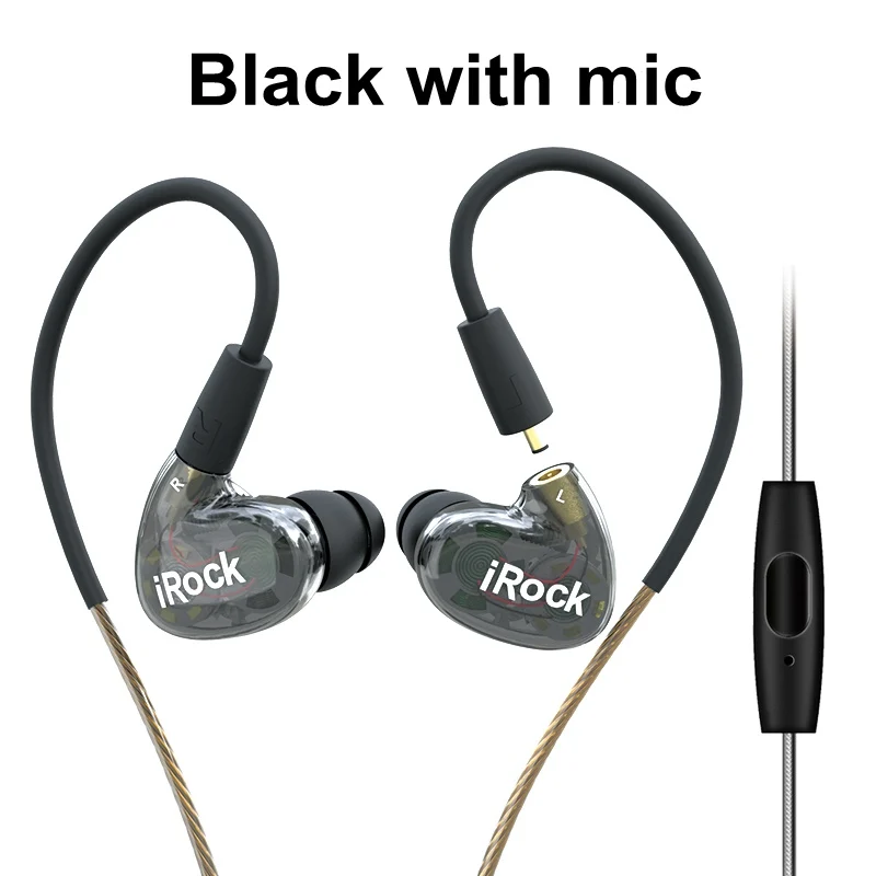 YMDX irock A8 наушники-вкладыши, прозрачная Проводная стереогарнитура Super Bass, двойной драйвер с микрофоном для смартфона, разъем 3,5 мм - Цвет: Black with mic