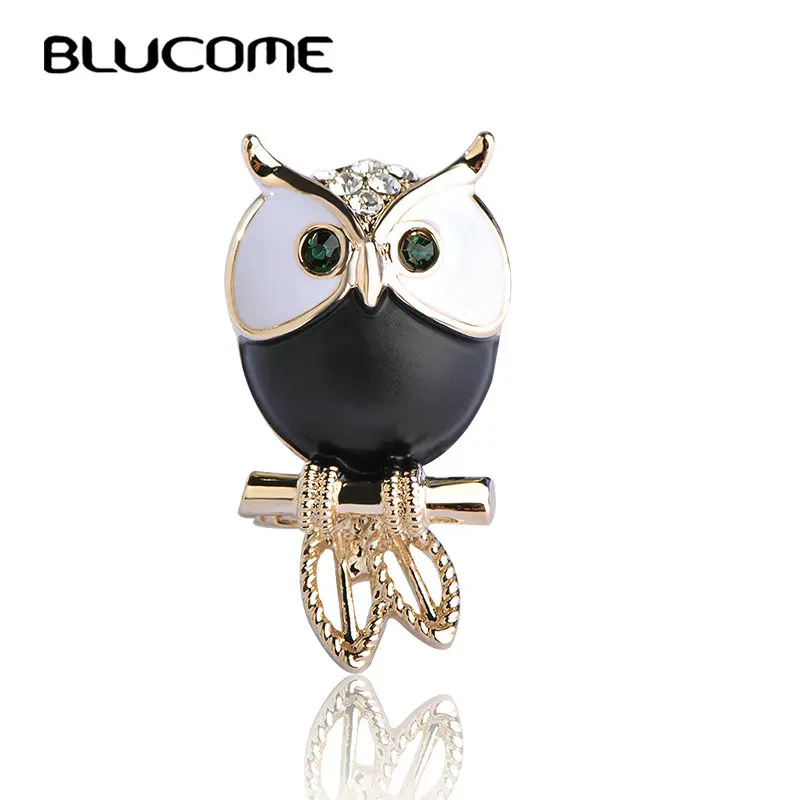 Детская Брошь из эмали в виде птицы Blucome черно-белая брошь с большими зелеными