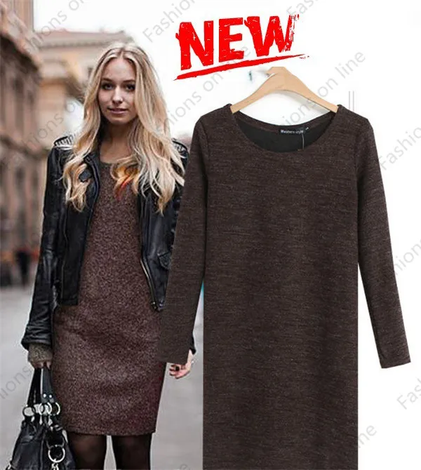 2015 New Autumn Winter Fashion Warm Women Long Sleeve Bottomed Casual Dress Ladies' Evening Party Dresses Sexy Knitted Vestidos | Женская