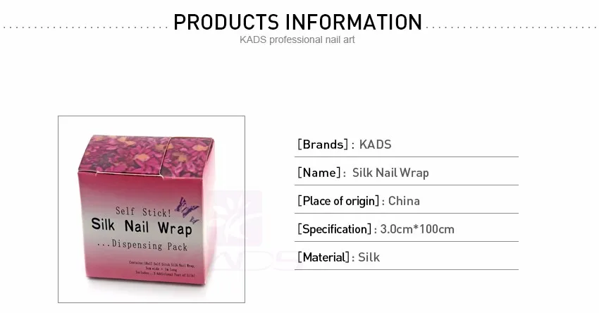 KADS Искусственных Ногтей Инструмент Стекловолокна и Шелк Ногтей Wrap System Makes It Easy to Offer a Подпись Упаковка Службы