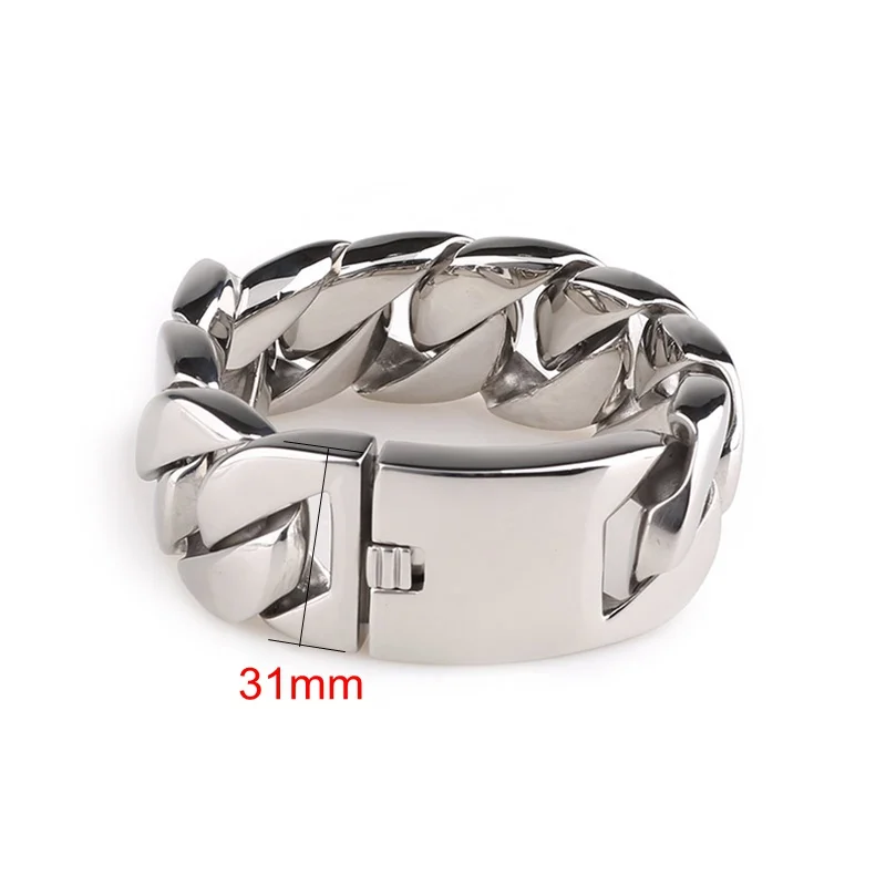 31mm width Kalen, высокое качество, 316, нержавеющая сталь, Италия, золотистый браслет, мужской, тяжелый, массивный, звено, цепочка, браслет, модное ювелирное изделие, подарки - Окраска металла: 31mm width