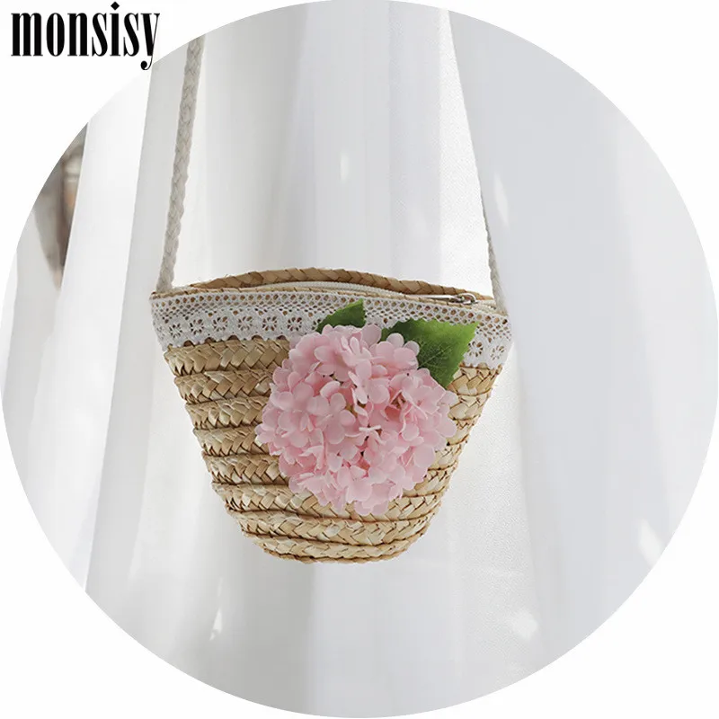 Monsisy Детская Сумка Соломенная девушка сумка через плечо из ротанга Лето богемное