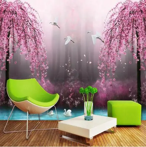 Романтический Фиолетовый Персиковый журавль озеро художественный фон