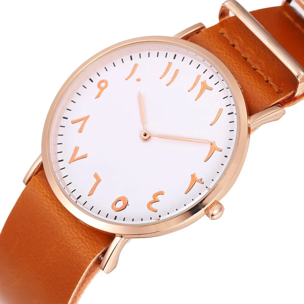 New Women Watch Men Fashion Arabic Numbers Design Quartz Luxury Leather Band Wristwatch Couple Clock Relogio Feminino LZ2235 | Наручные