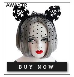 AWAYTR, модная, сексуальная, черная, в горошек, кошачьи уши, кружевная, марлевая, вуаль, маска для волос, повязка на голову, головной убор, вечерние, для ночного клуба, повязка для волос, аксессуары