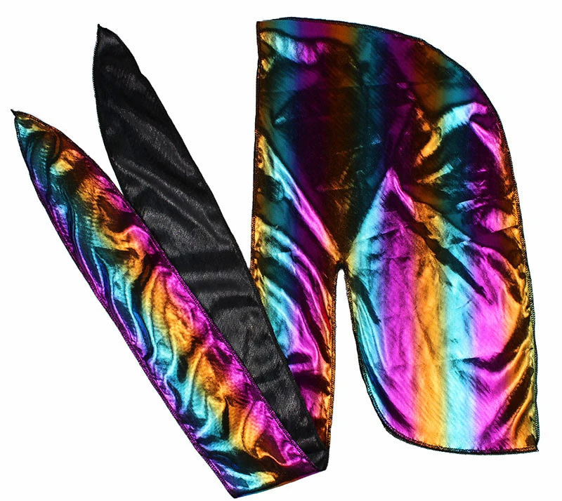 Для мужчин блестящие шелковые бандана головные уборы красочные Durags тюрбан Durag