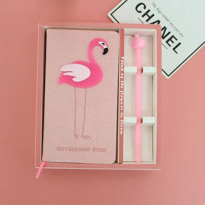 1 flamingos Милый дневник для записей Рождественский подарок розовый набор блокнотов в виде сердца для девочек пара Фламинго коробка набор книг подарок канцелярские принадлежности для школьников дневник - Цвет: 1 flamingos