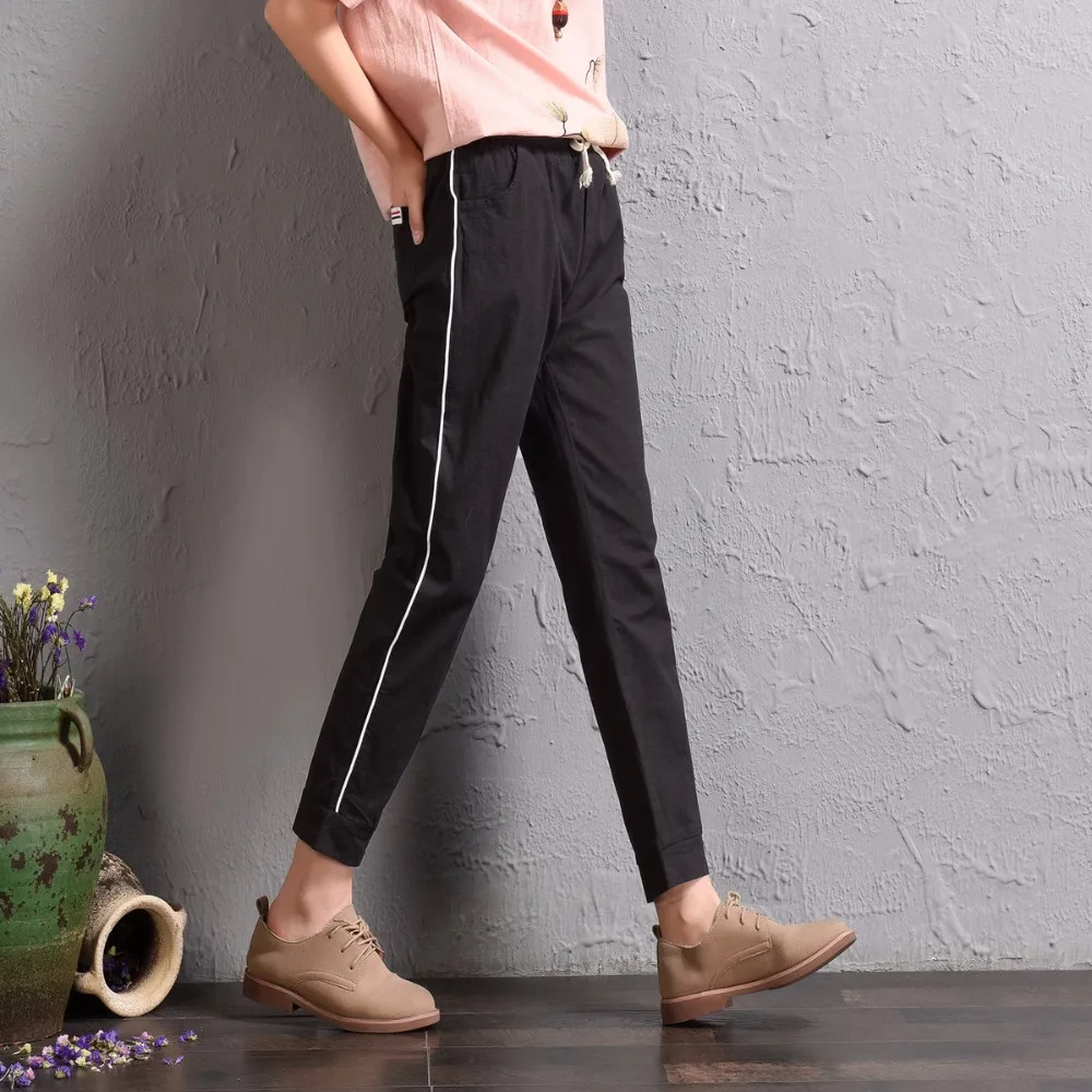 Gecadyny Твердые упругие талии белье хлопок женские брюки Свободные повседневные