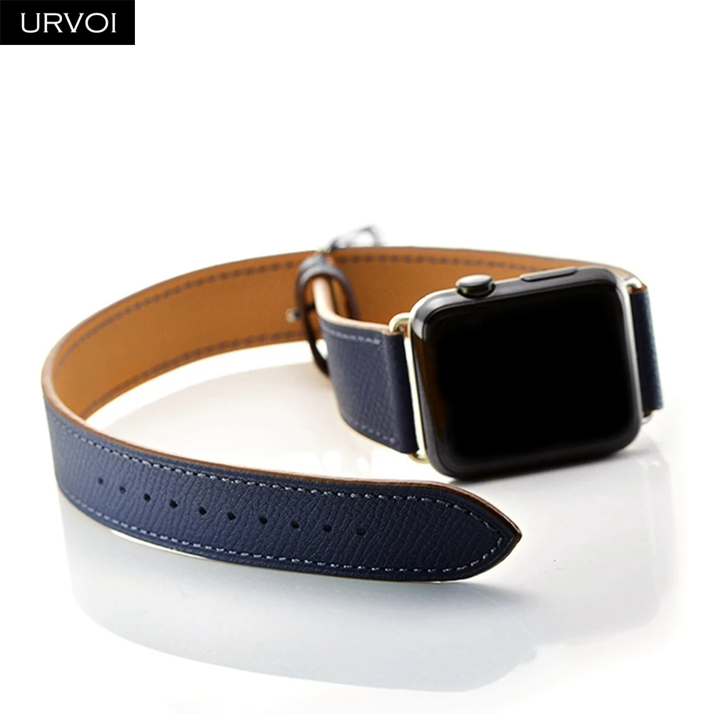 URVOI двойной тур группа для Apple Watch series 5 4 3 2 1 ремешок для iwatch сверхдлинный ремень высокого качества из натуральной кожи петлевой