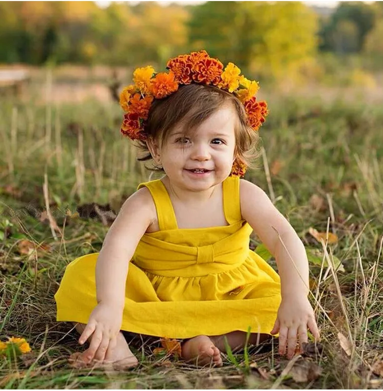 

Baby Girl Bow Ginger Camisole Dress Cotton Halter Pleated Dress 1-2 Years Girl Vest Dress (Including Dress Only)