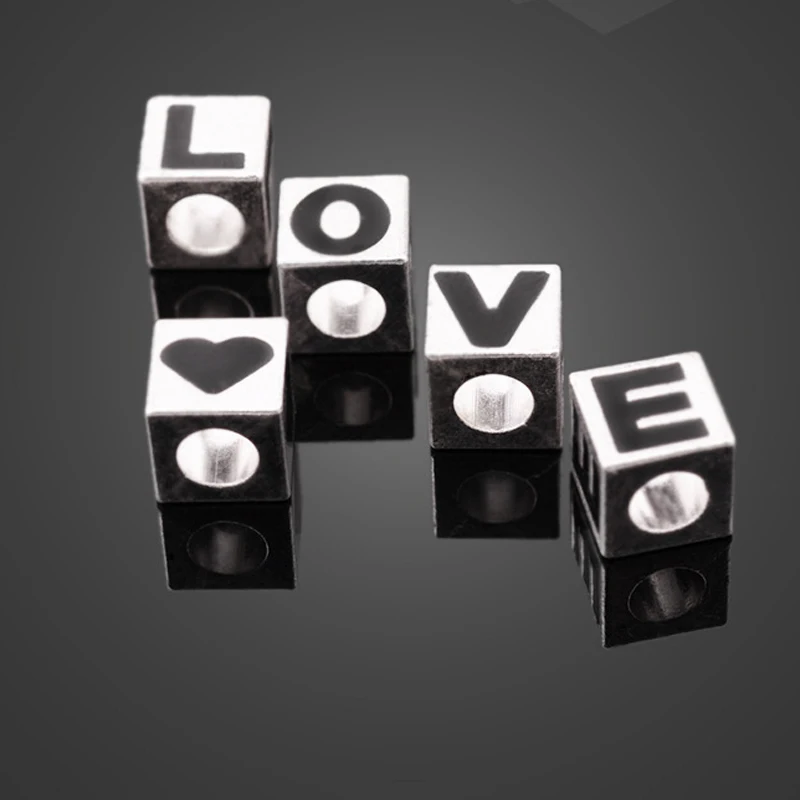 5 шт. высокое качество антикварное серебро ручная работа квадратное сердце