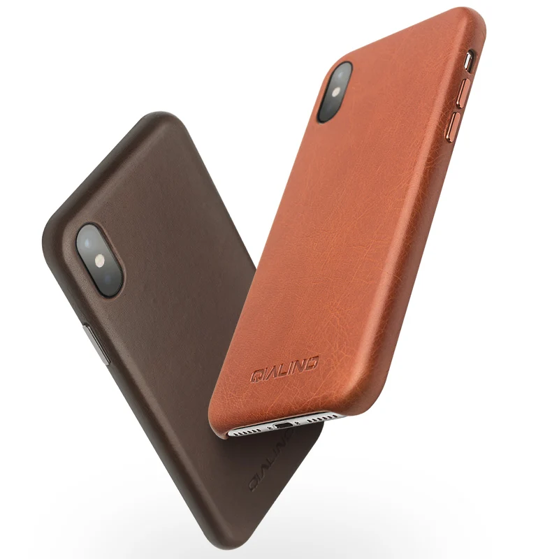 Real genuine cow skin brand back cover for iphone x full grain leather simple case iphoneX natural cowhide metal button | Мобильные
