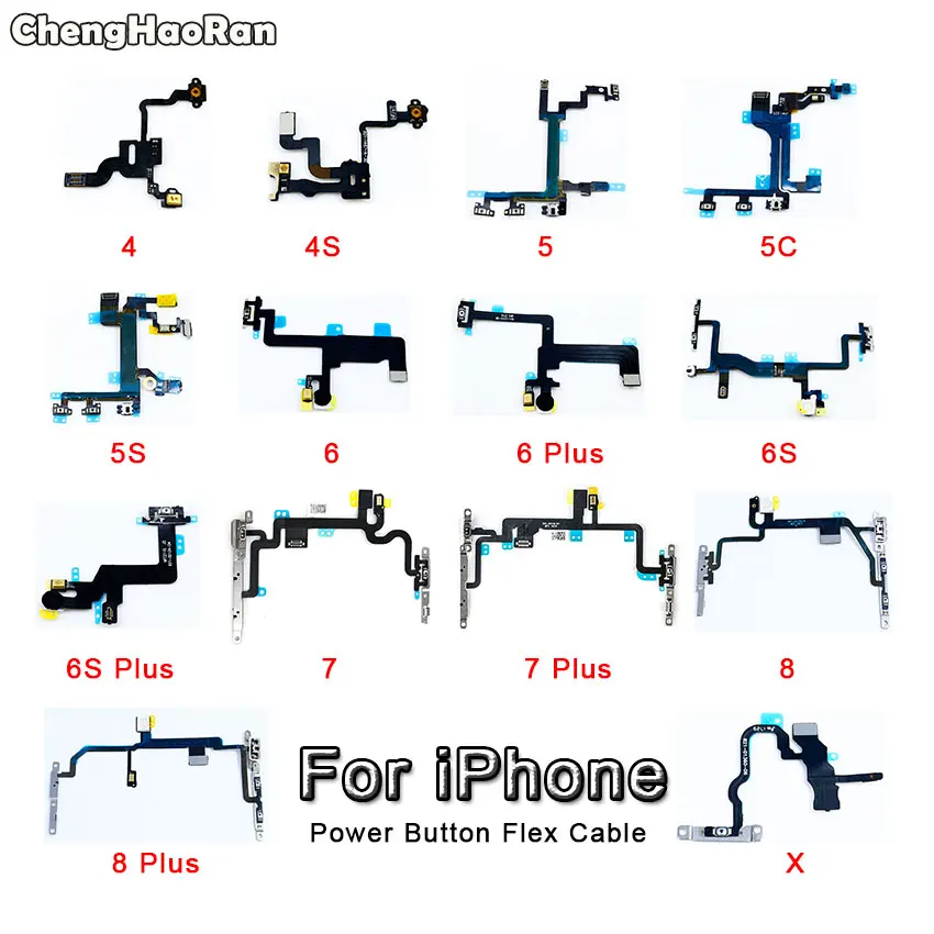 Гибкий кабель ChengHaoRan для iPhone 4 кнопка регулировки громкости включения и