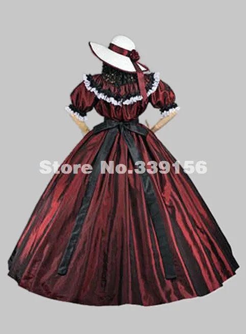 Атласное Бальное платье красного и синего цвета времен Гражданской войны