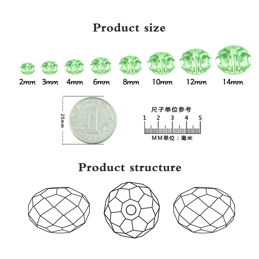 60 шт./лот граненые бусины Rondelle 8/10/12 мм Хрустальные стеклянные круглые россыпью