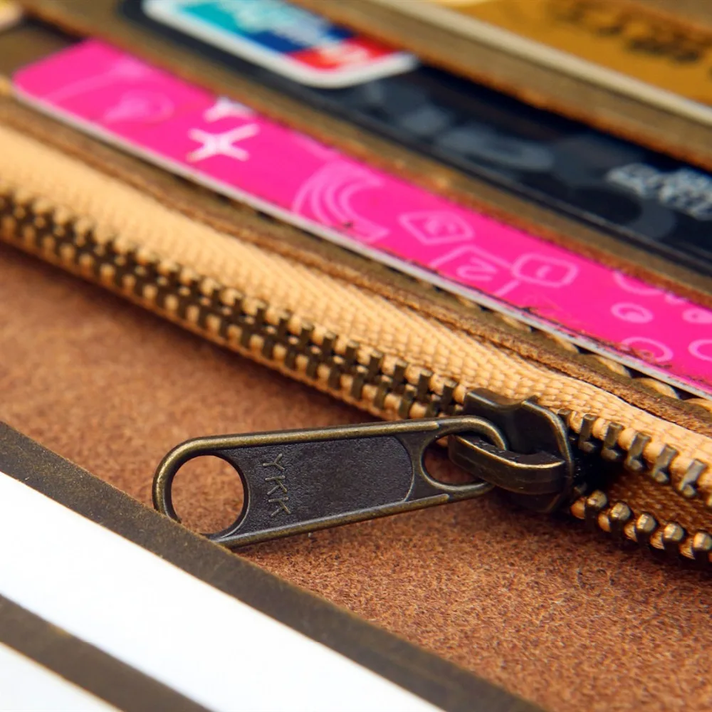 Personalized Distressed Leather Men Women long wallet / slim vertical bifold leather clutch card holder travel wallets | Багаж и сумки