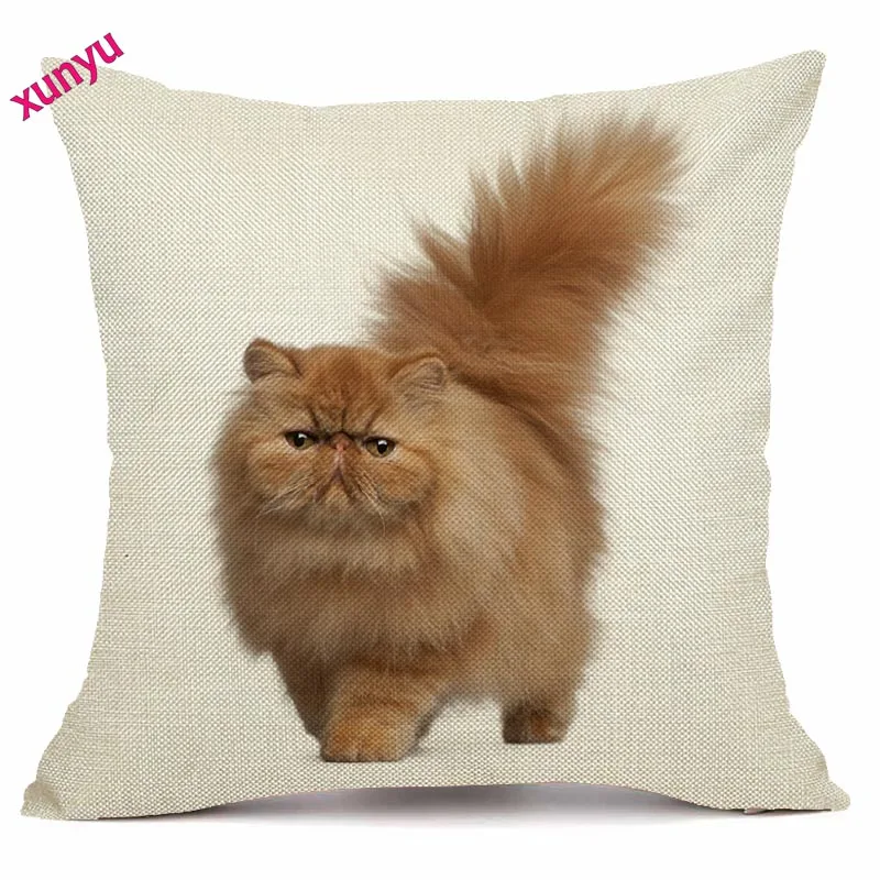 Xunyu Pet Чехол для подушки с кошкой размером 45*45 см подушка в виде животного, Чехол льняные наволочки для подушек, для дома для декоративной диванной подушки для дивана BT008 - Цвет: 4