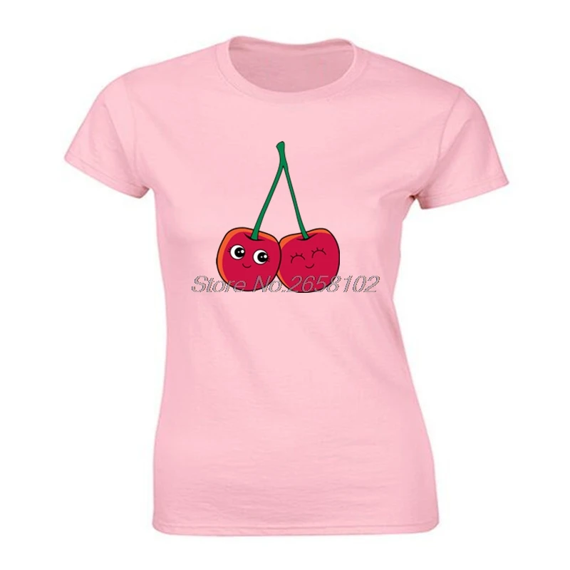 Футболка женская с коротким рукавом милый Графический Топ рисунком вишни