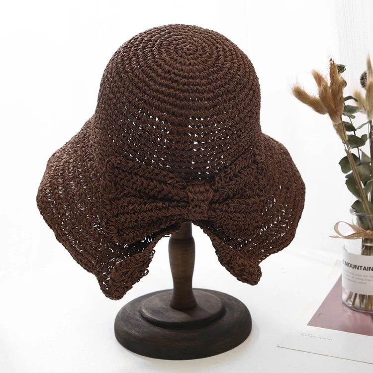 Модная женская соломенная шляпа летняя Солнцезащитная с козырьком Панама Кепка